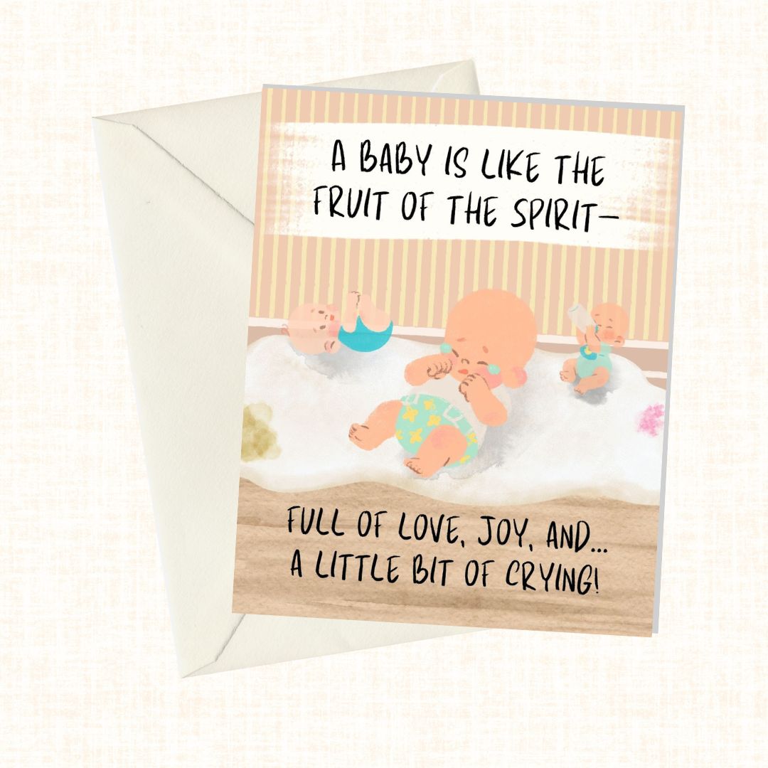 Baby Shower Greeting Card- Baby is like the fruit of the Spirit