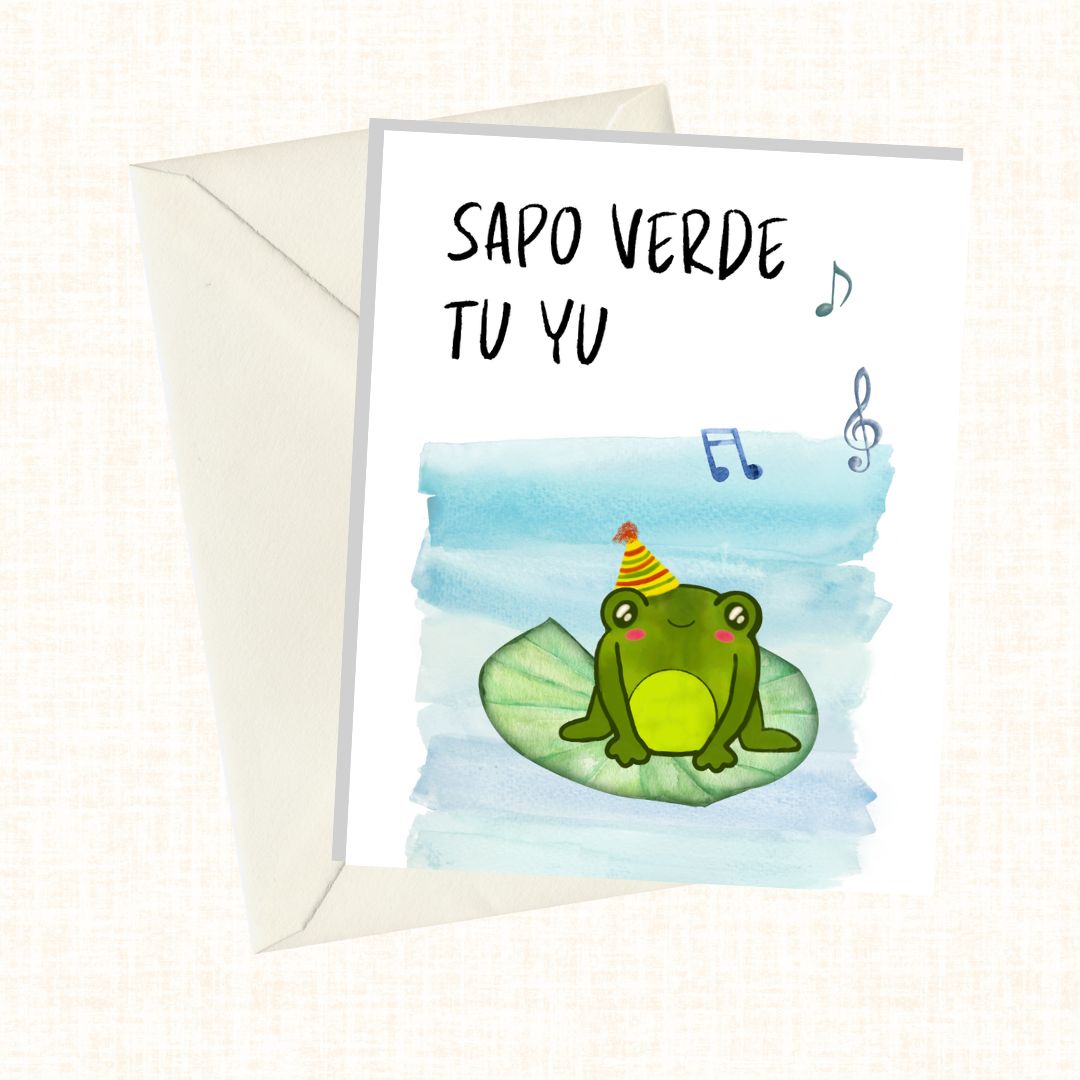 Tarjeta Cumpleaños- Sapo Verde Tu Yu